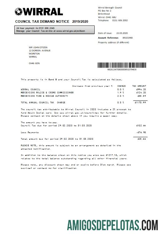 Para baixar modelo de projeto de lei fiscal do Conselho de Wirral do Reino Unido em formato Word e PDF